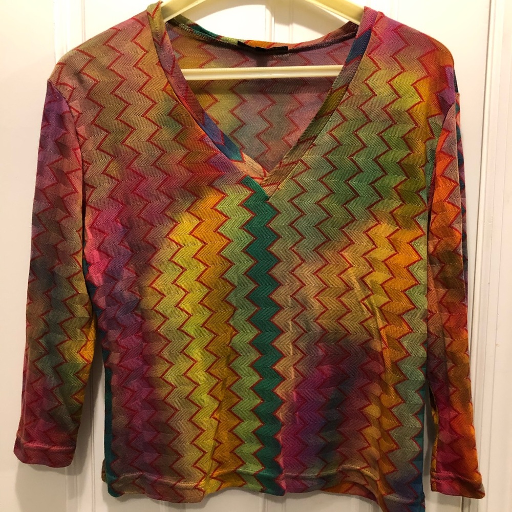 View Collection Rainbow Pointelle Top